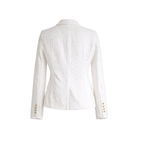J.Crew Schoolboy White Eyelet Blazer Size 4 | Cotton Embroidered Jacket - Picture 3 of 5